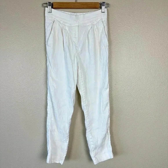 Babaton Aritzia Linen-Blend Mid Rise Trouser Pants Sophisticated White Size 00 - Picture 3 of 7